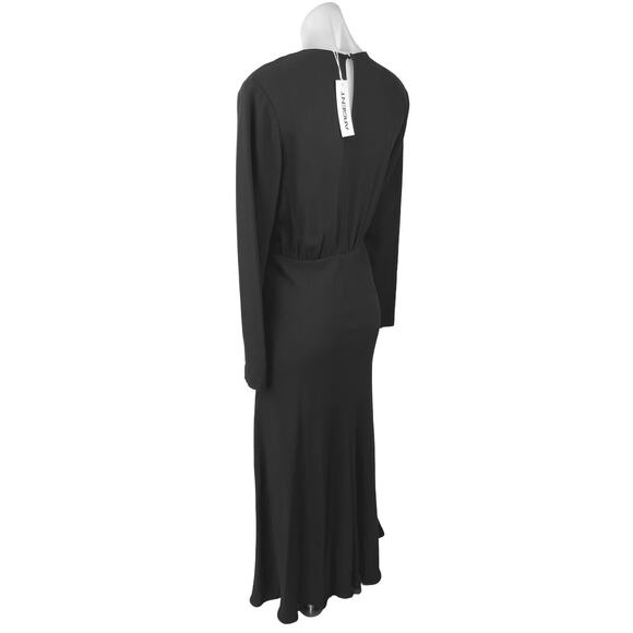NEW Argent Crosby Black Viscose Wool Crepe Long Sleeve Blouson Maxi Dress Size S - Picture 2 of 5